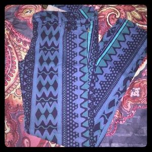 Cute Moroccan Blue Tribal print Stretch Jeans